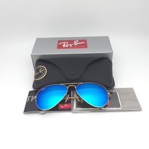 Blue-Mirror Sunglasses Aviator Gold Metal Pilot